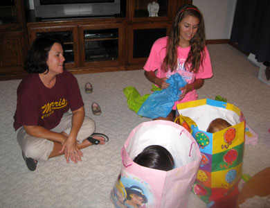 Playing with Aunt Marcy and Cousin Nichole